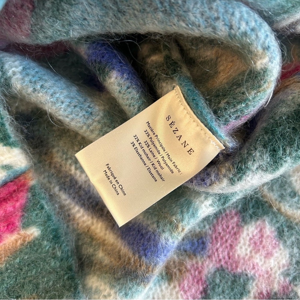 BEST Sezane Ines Jumper Sweater Multicolor Floral French Knit Causal Wool - Picture 9 of 11